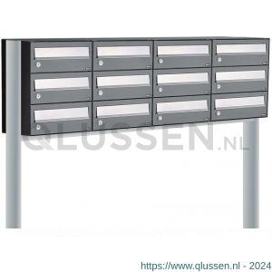 Allux Hive set postkast staal verzinkt gepoedercoat 4-breed 3-hoog op statief antraciet 40030065_4x3s