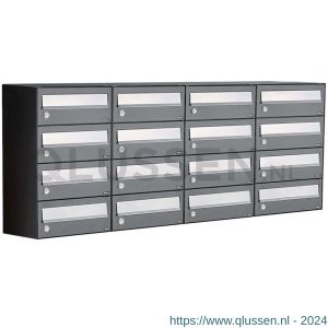 Allux Hive set postkast staal verzinkt gepoedercoat 4-breed 4-hoog antraciet 40030065_4x4