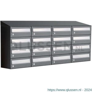 Allux Hive set postkast staal verzinkt gepoedercoat 4-breed 4-hoog met dak antraciet 40030065_4x4d