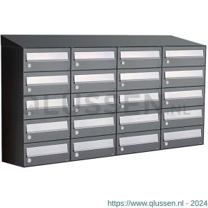 Allux Hive set postkast staal verzinkt gepoedercoat 4-breed 5-hoog met dak antraciet 40030065_4x5d