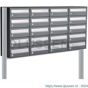 Allux Hive set postkast staal verzinkt gepoedercoat 4-breed 5-hoog op statief antraciet 40030065_4x5s