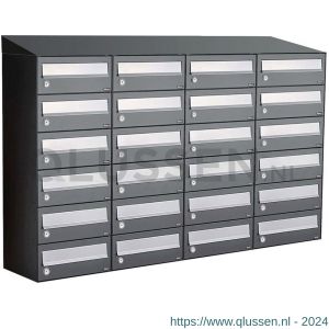 Allux Hive set postkast staal verzinkt gepoedercoat 4-breed 6-hoog met dak antraciet 40030065_4x6d