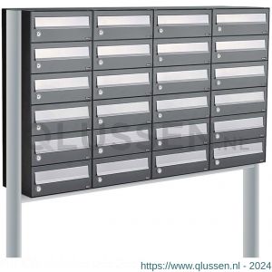 Allux Hive set postkast staal verzinkt gepoedercoat 4-breed 6-hoog op statief antraciet 40030065_4x6s