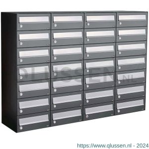 Allux Hive set postkast staal verzinkt gepoedercoat 4-breed 7-hoog antraciet 40030065_4x7