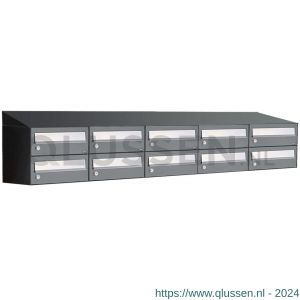 Allux Hive set postkast staal verzinkt gepoedercoat 5-breed 2-hoog met dak antraciet 40030065_5x2d