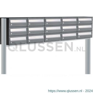 Allux Hive set postkast staal verzinkt gepoedercoat 5-breed 3-hoog op statief antraciet 40030065_5x3s