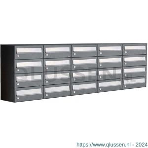 Allux Hive set postkast staal verzinkt gepoedercoat 5-breed 4-hoog antraciet 40030065_5x4