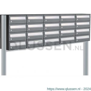 Allux Hive set postkast staal verzinkt gepoedercoat 5-breed 4-hoog op statief antraciet 40030065_5x4s