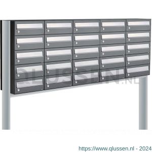 Allux Hive set postkast staal verzinkt gepoedercoat 5-breed 5-hoog op statief antraciet 40030065_5x5s