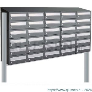 Allux Hive set postkast staal verzinkt gepoedercoat 5-breed 6-hoog met dak op statief antraciet 40030065_5x6ds