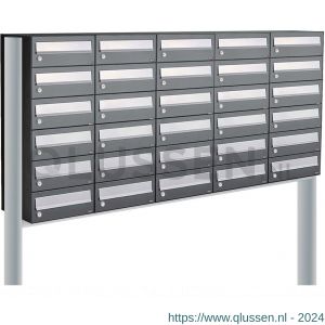 Allux Hive set postkast staal verzinkt gepoedercoat 5-breed 6-hoog op statief antraciet 40030065_5x6s