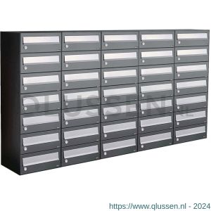 Allux Hive set postkast staal verzinkt gepoedercoat 5-breed 7-hoog antraciet 40030065_5x7