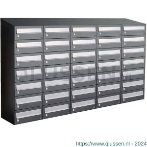 Allux Hive set postkast staal verzinkt gepoedercoat 5-breed 7-hoog met dak antraciet 40030065_5x7d