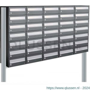 Allux Hive set postkast staal verzinkt gepoedercoat 5-breed 7-hoog op statief antraciet 40030065_5x7s