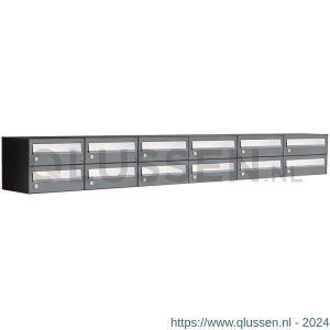 Allux Hive set postkast staal verzinkt gepoedercoat 6-breed 2-hoog antraciet 40030065_6x2