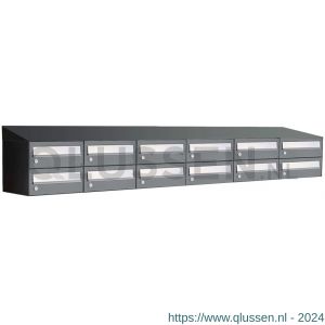 Allux Hive set postkast staal verzinkt gepoedercoat 6-breed 2-hoog met dak antraciet 40030065_6x2d