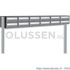 Allux Hive set postkast staal verzinkt gepoedercoat 6-breed 2-hoog op statief antraciet 40030065_6x2s