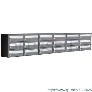 Allux Hive set postkast staal verzinkt gepoedercoat 6-breed 3-hoog antraciet 40030065_6x3