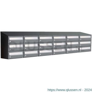 Allux Hive set postkast staal verzinkt gepoedercoat 6-breed 3-hoog met dak antraciet 40030065_6x3d