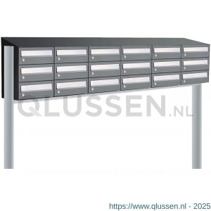 Allux Hive set postkast staal verzinkt gepoedercoat 6-breed 3-hoog met dak op statief antraciet 40030065_6x3ds