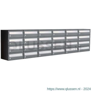 Allux Hive set postkast staal verzinkt gepoedercoat 6-breed 4-hoog antraciet 40030065_6x4