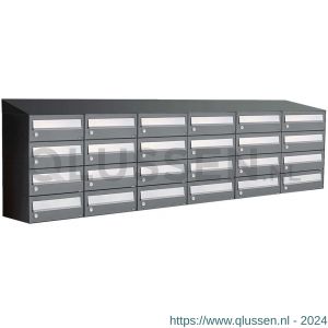 Allux Hive set postkast staal verzinkt gepoedercoat 6-breed 4-hoog met dak antraciet 40030065_6x4d