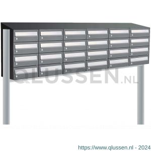 Allux Hive set postkast staal verzinkt gepoedercoat 6-breed 4-hoog met dak op statief antraciet 40030065_6x4ds