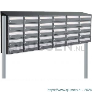 Allux Hive set postkast staal verzinkt gepoedercoat 6-breed 5-hoog met dak op statief antraciet 40030065_6x5ds