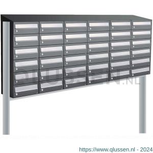 Allux Hive set postkast staal verzinkt gepoedercoat 6-breed 6-hoog met dak op statief antraciet 40030065_6x6ds