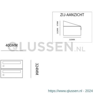 Allux Hive set postkast staal verzinkt gepoedercoat 1-breed 2-hoog antraciet 40030065_1x2