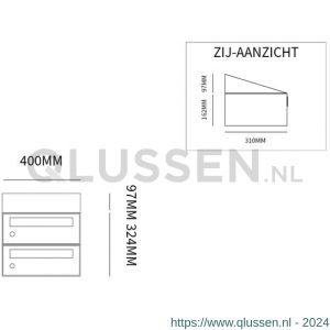 Allux Hive set postkast staal verzinkt gepoedercoat 1-breed 2-hoog met dak antraciet 40030065_1x2d