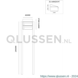 Allux Hive set postkast staal verzinkt gepoedercoat 1-breed 2-hoog met dak op statief antraciet 40030065_1x2ds