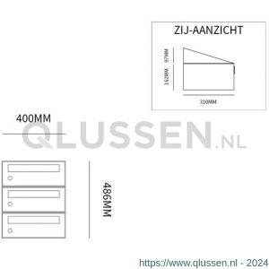 Allux Hive set postkast staal verzinkt gepoedercoat 1-breed 3-hoog antraciet 40030065_1x3