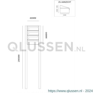 Allux Hive set postkast staal verzinkt gepoedercoat 1-breed 4-hoog op statief antraciet 40030065_1x4s