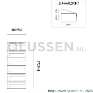 Allux Hive set postkast staal verzinkt gepoedercoat 1-breed 6-hoog antraciet 40030065_1x6