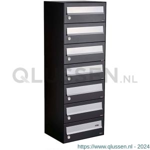 Allux Hive set postkast staal verzinkt gepoedercoat 1-breed 7-hoog zwart 40030070_1x7