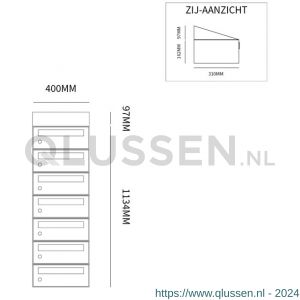 Allux Hive set postkast staal verzinkt gepoedercoat 1-breed 7-hoog met dak antraciet 40030065_1x7d