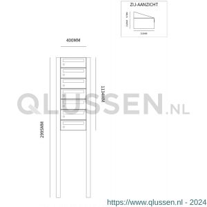 Allux Hive set postkast staal verzinkt gepoedercoat 1-breed 7-hoog op statief antraciet 40030065_1x7s