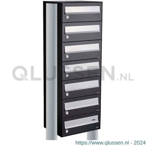 Allux Hive set postkast staal verzinkt gepoedercoat 1-breed 7-hoog op statief zwart 40030070_1x7s