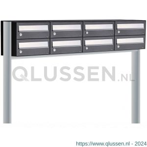 Allux Hive set postkast staal verzinkt gepoedercoat 4-breed 2-hoog op statief zwart 40030070_4x2s