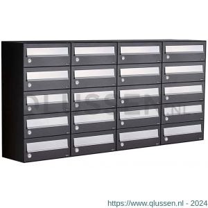 Allux Hive set postkast staal verzinkt gepoedercoat 4-breed 5-hoog zwart 40030070_4x5