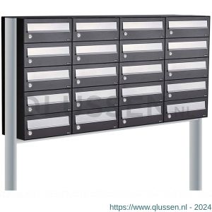 Allux Hive set postkast staal verzinkt gepoedercoat 4-breed 5-hoog op statief zwart 40030070_4x5s