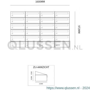 Allux Hive set postkast staal verzinkt gepoedercoat 4-breed 6-hoog antraciet 40030065_4x6