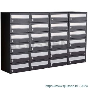 Allux Hive set postkast staal verzinkt gepoedercoat 4-breed 6-hoog zwart 40030070_4x6