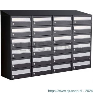 Allux Hive set postkast staal verzinkt gepoedercoat 4-breed 6-hoog met dak zwart 40030070_4x6d