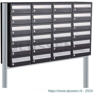 Allux Hive set postkast staal verzinkt gepoedercoat 4-breed 6-hoog op statief zwart 40030070_4x6s