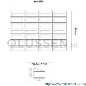 Allux Hive set postkast staal verzinkt gepoedercoat 4-breed 7-hoog antraciet 40030065_4x7