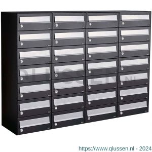 Allux Hive set postkast staal verzinkt gepoedercoat 4-breed 7-hoog zwart 40030070_4x7