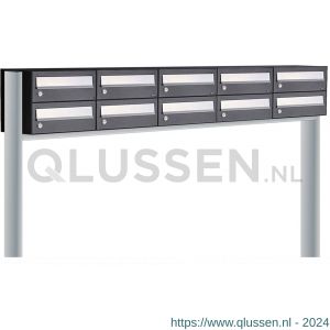 Allux Hive set postkast staal verzinkt gepoedercoat 5-breed 2-hoog op statief zwart 40030070_5x2s