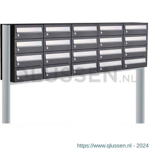 Allux Hive set postkast staal verzinkt gepoedercoat 5-breed 4-hoog op statief zwart 40030070_5x4s